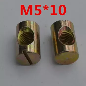 

50pcs M5 Barrel Bolts Cross Dowel Slotted Furniture Nut fittings for Beds Crib Chairs Horizontal hole nut hammer embedded DT2