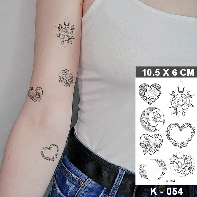 Waterproof Temporary Tattoo Sticker Small Simple Line Flower Flash Tatoo Cute Leaf Finger Wrist Fake Tatto For  Body Art Women 11-K054