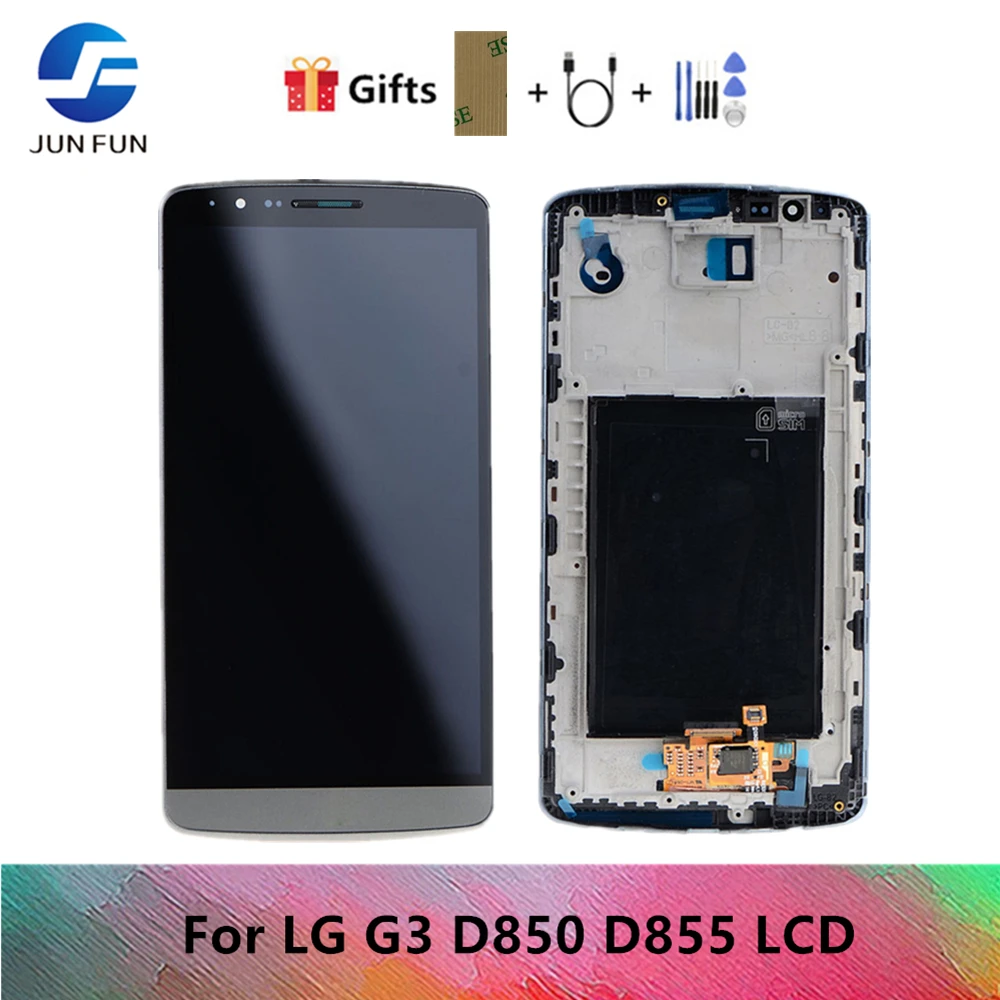 Оригинальный ЖК-дисплей 5 дюйма для LG G3 дисплей с рамкой D850 D851 D855 замена экрана |