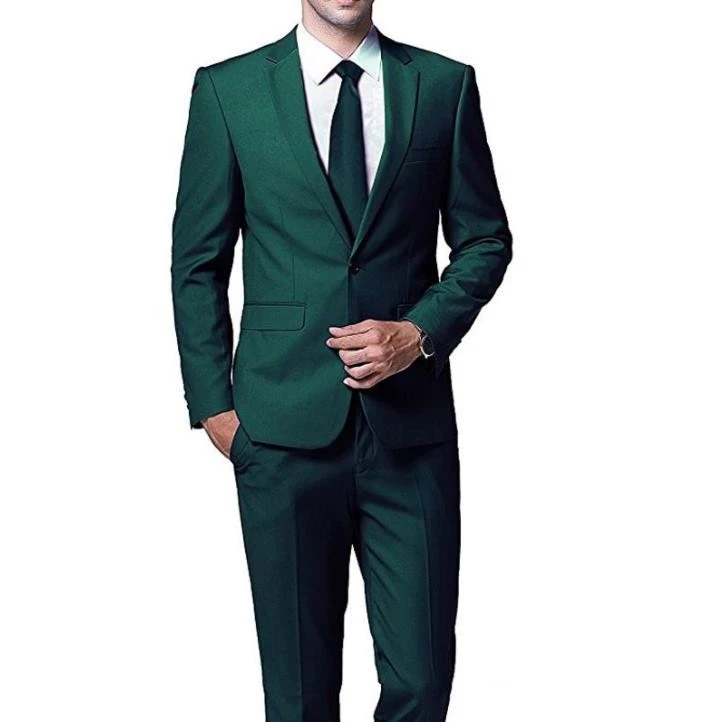 Traje verde oscuro para hombre, traje fiesta de noche para boda, ropa de graduación, chaqueta de dos piezas, pantalones, esmoquin ajustado para novio|Trajes| - AliExpress