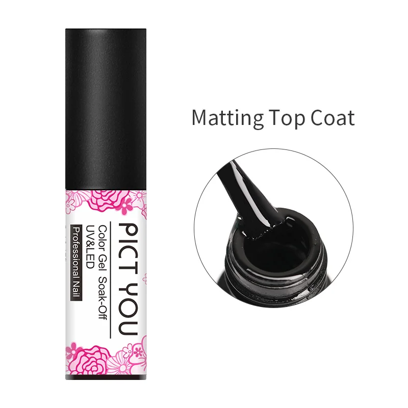 Matting Top Coat PICT YOU 5ml Solid-color Gel Polish Pure One-shot Color Nail Art Gel Fashion Soak Off UV Gel Varnish - Цвет: Matting Top Coat