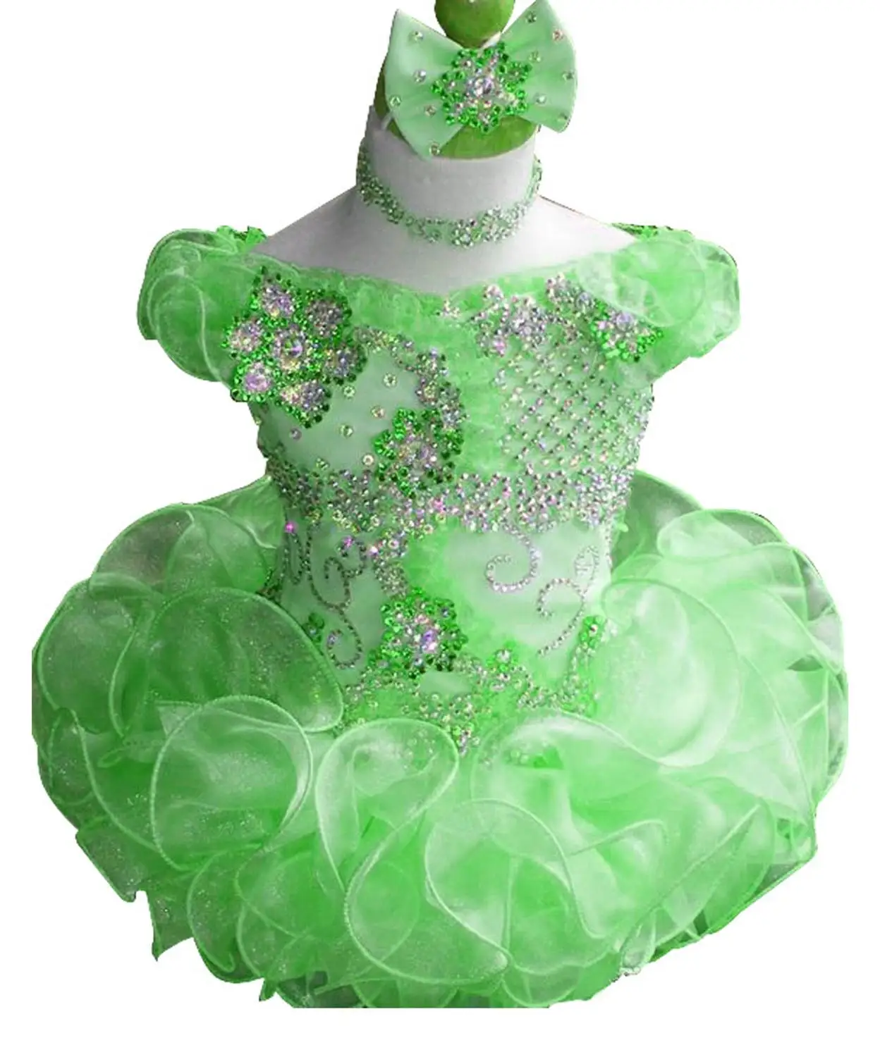Мини-платье для маленьких девочек со стразами и кристаллами tMiss National Cupcak Pageant, детское праздничное рождественское платье для маленьких девочек