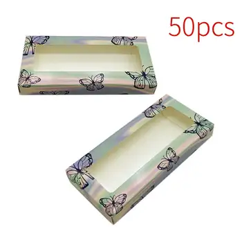 

50pcs With Window Paperboard Rectangle False Lashes Home Shop Mini Makeup Supplies Eyelash Packaging Box Organizer Empty Case