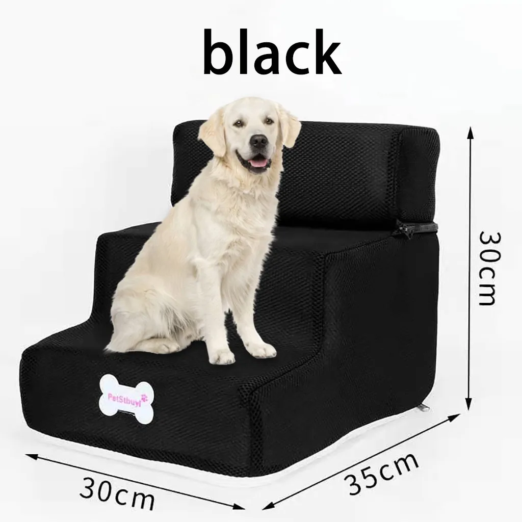 Dog House Stairs Pet 3 Steps Stairs for Small Dog Cat Pet Ramp Ladder Anti-slip Removable Dogs Bed Stairs Foldable Pet Supplies