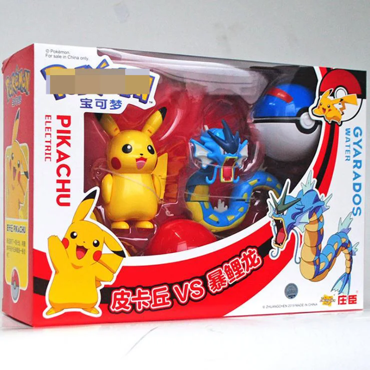 Pickachu VS Gyarados Действий Морфинг Pokeballs Super Wings трансформации игрушки для ребенка Пикачу; Чаризард Мьюту Blastoise Venusaur Gyarados Pocket Monster игрушки - Цвет: Pickachu VS Gyarados
