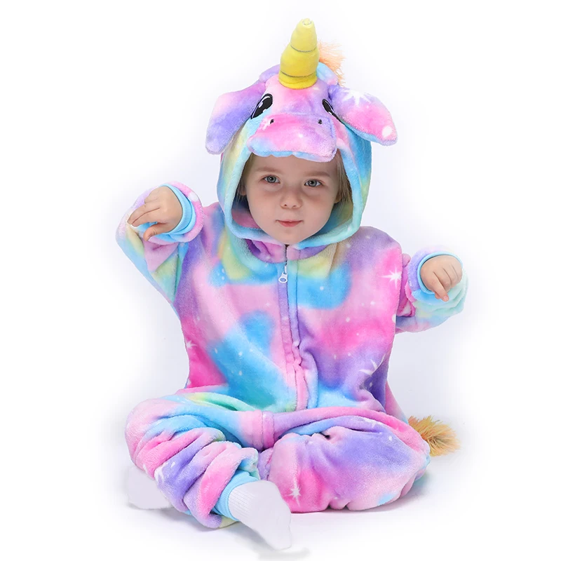 Color : B, Size : 6T Einhorn Pyjama Jumpsuit Kigurumi Kindernachtwäsche for Jungen Mädchen Unicorn Pyjamas Flanell Kinder Stich Unicornio Pijamas Set Tierwinter Onesies 
