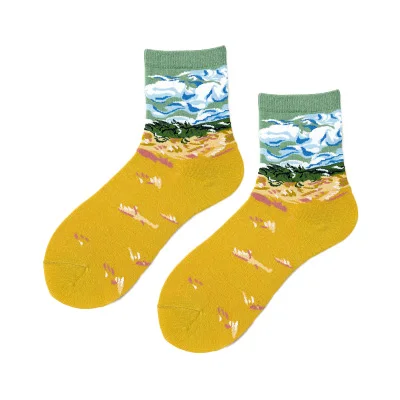 Женские носки носки хлопок носки с принтом носки смешные милые носки художественные носки носки короткие носки ван гог модные носки носки женские хлопок носки женские с принтомноски с надписяминоски с авокадо - Цвет: 9