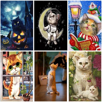 

5D DIY Diamond Painting Cartoon Cats Pattern Animals Full Round Embroidery Crystal Mosaic Cross stitch Adults Art New Arrival