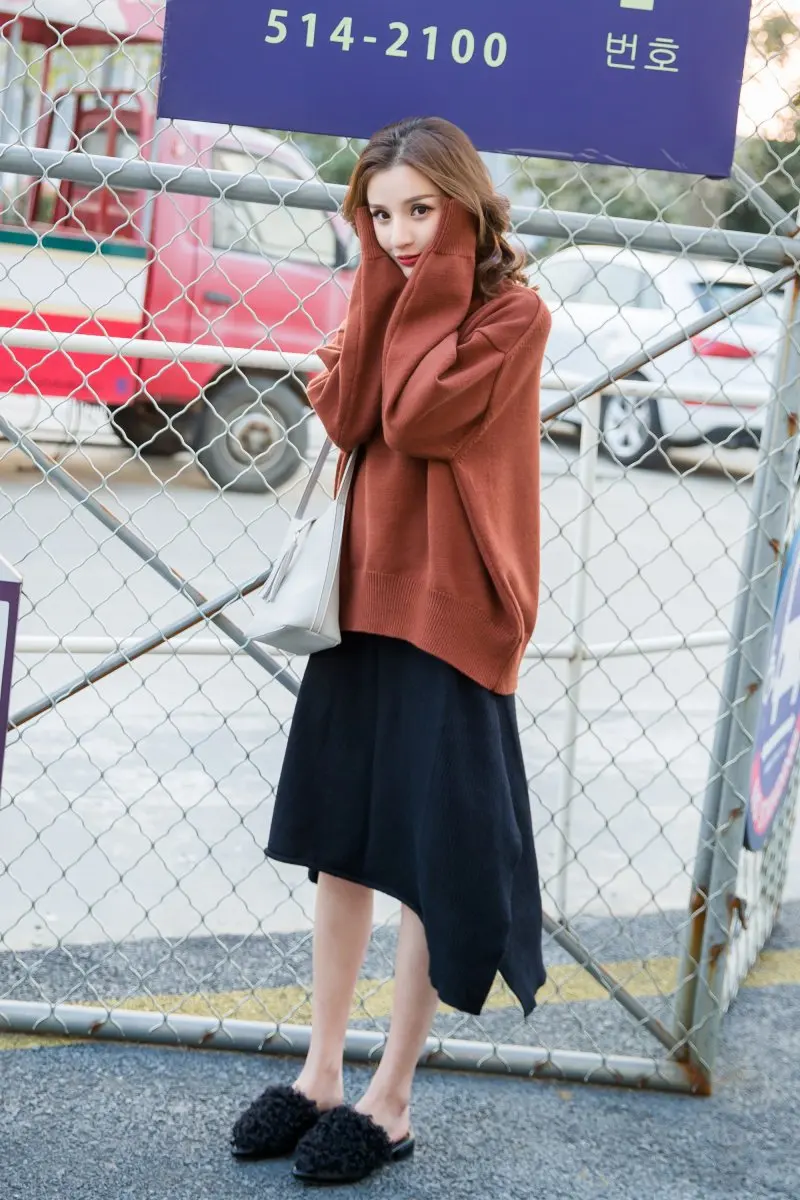 Neople Водолазка свободные Pull Femme Hiver повседневные дикие однотонные вязаные свитеры женские корейские студенческие пуловеры осень 45694