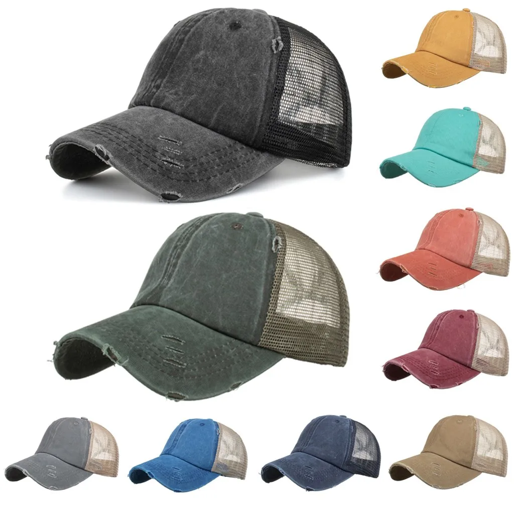 distressed ponytail baseball cap