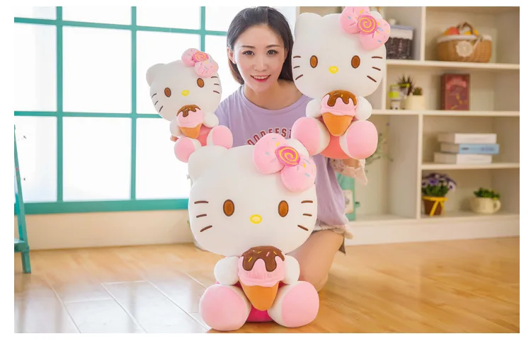 Горячие продажи мороженое hello kitty плюшевые игрушки helloketty кукла вниз хлопок Кетти подушка кукла