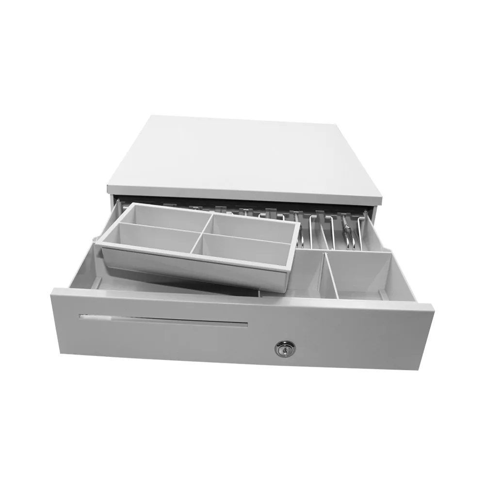 

POS Cash Register Drawers Cashbox Five-Grid Three-Gear RJ11 Interface Cash Drawer with Money Tray and Lock Movable Coin Tray