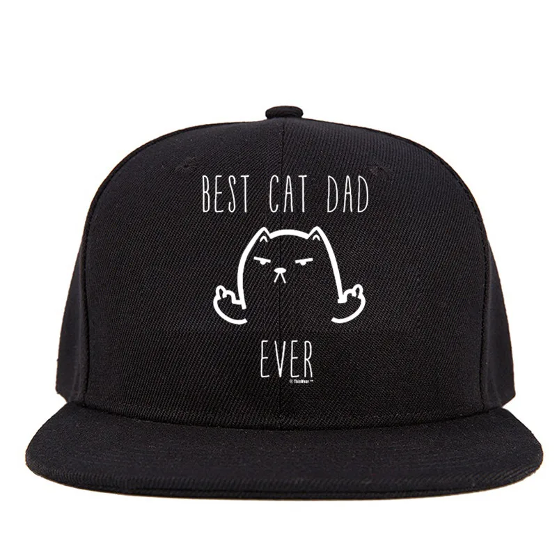 Бейсбольная Шляпа Унисекс с плоским козырьком и логотипом Best Cat Dad Ever This Wear |