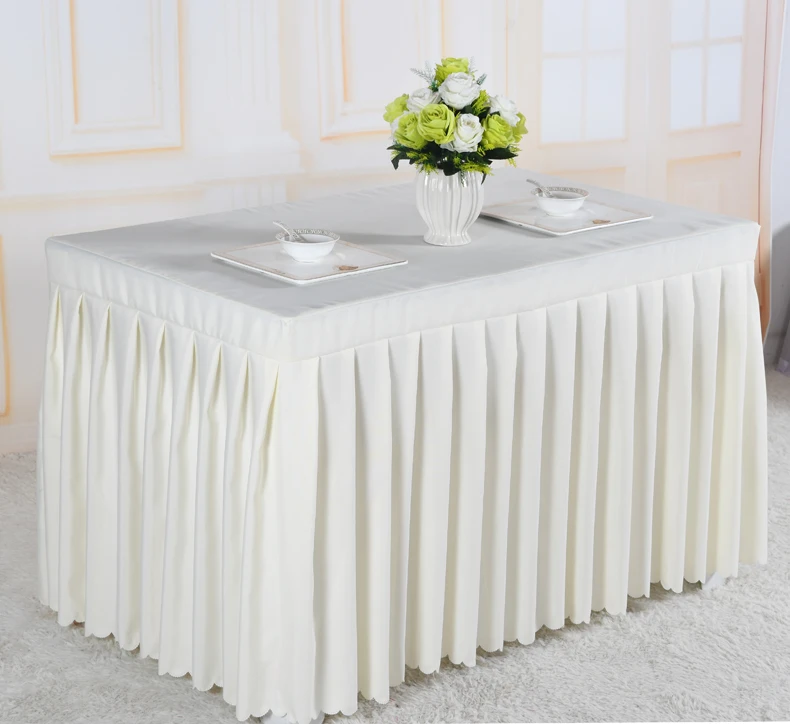Юбка для свадебного стола/юбка для стола для совещаний для скатерти, покрытие для стола, украшение для свадебного банкета - Цвет: Белый