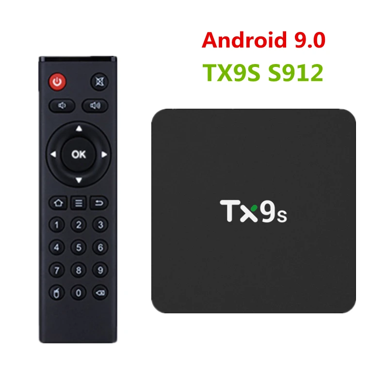  2019 New TX9s TV Box 2GB RAM 8GB ROM Android 9.0 TV Box Amlogic S912 Octa Core Set Top Box 2.4GHz W
