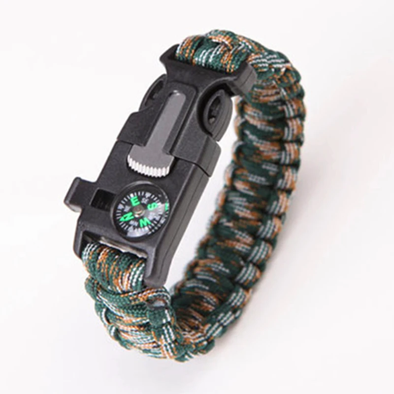 Mountain Camo Безопасность выживания Паракорд Браслет свистки Многофункциональный Аварийный Паракорд Браслет Компас Свисток парашют без кремня - Цвет: Mountain Camo