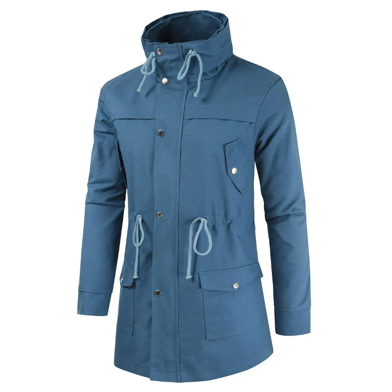 Autumn And Winter Double Collar Men's Large Size Jacket Men's Solid Color Thick Zipper Cardigan Coat