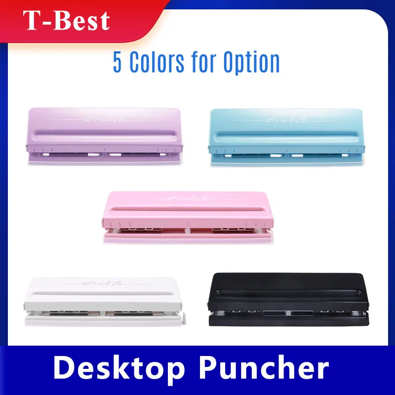 Kwtrio Adjustable 6hole Desktop Punch Puncher With 6 Sheet Capacity Organizer Six Ring Binder