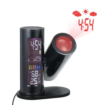 

LCD Digital Projection Clock Temperature Humidity Clock Projector Colorful LED Backlight Alarm Clock Weather Calendar Home Decor