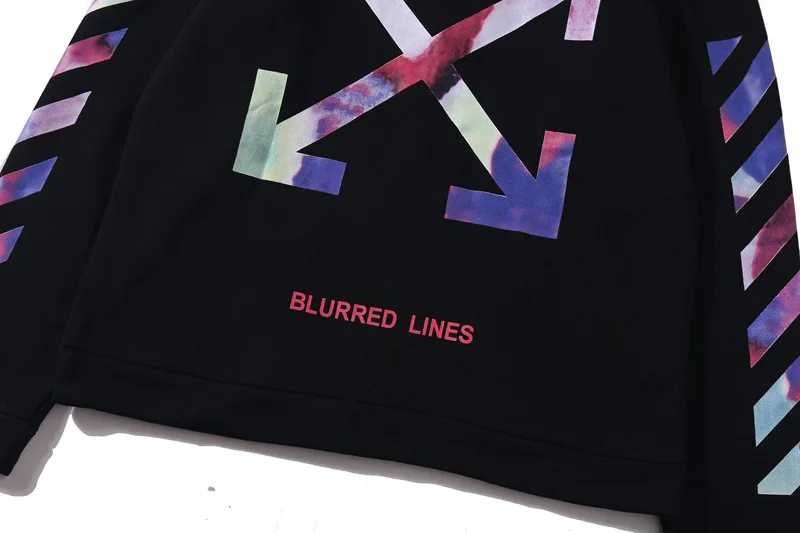 Off-White градиентная синяя полоса стрелка Пара Толстовка
