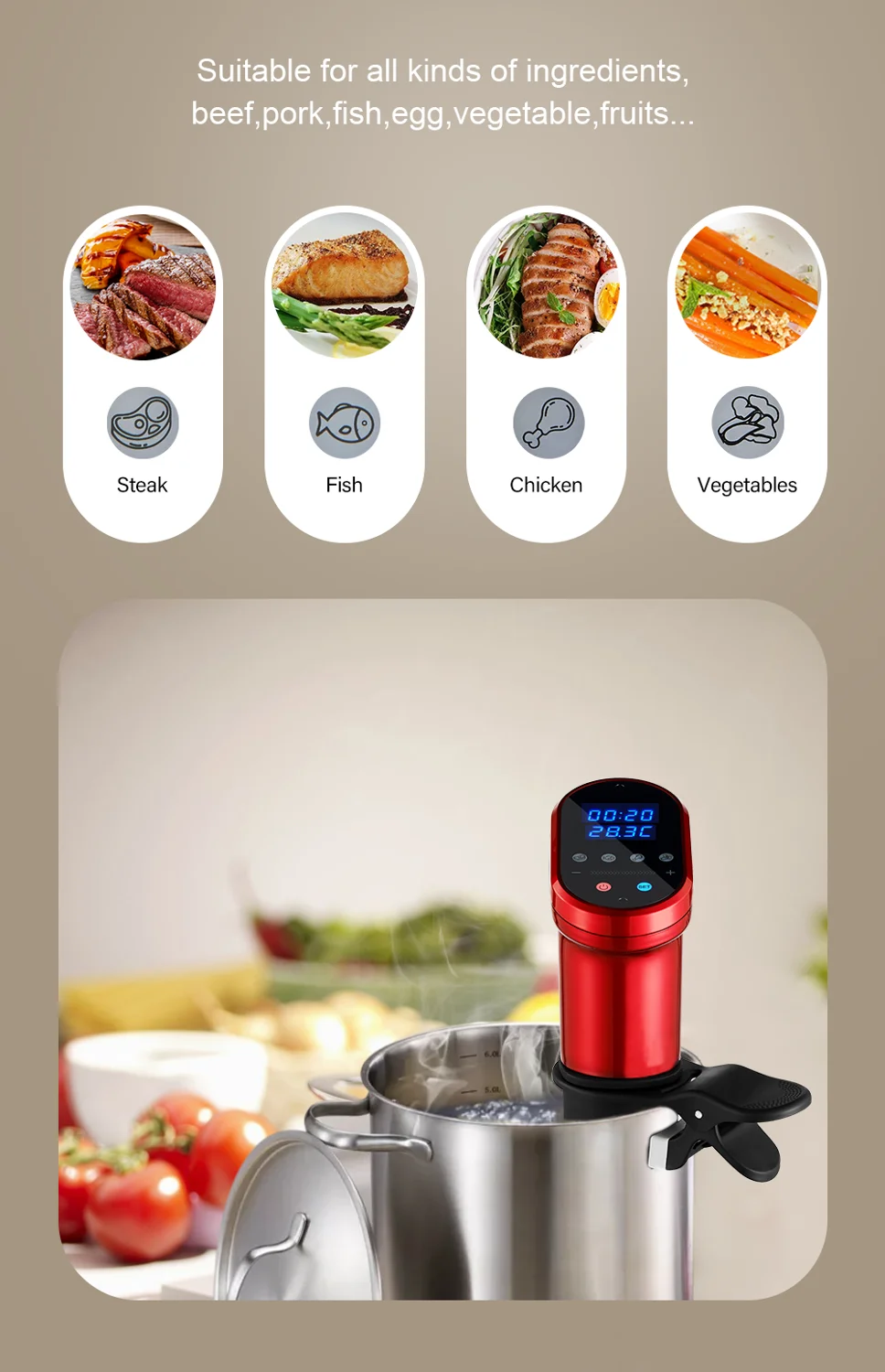 BioloMix 3rd Generation Smart Wifi Control Sous Vide Cooker 1200W Immersion Circulator Vacuum Heater Accurate Temperature - Image 5