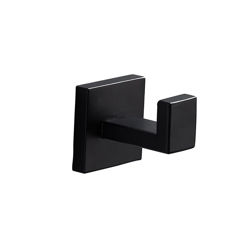 

1PC Matte Black 304 Stainless Steel Robe Hook Towel Hook Wall Mount Square Towel Robe Coat Hat Door Hanger