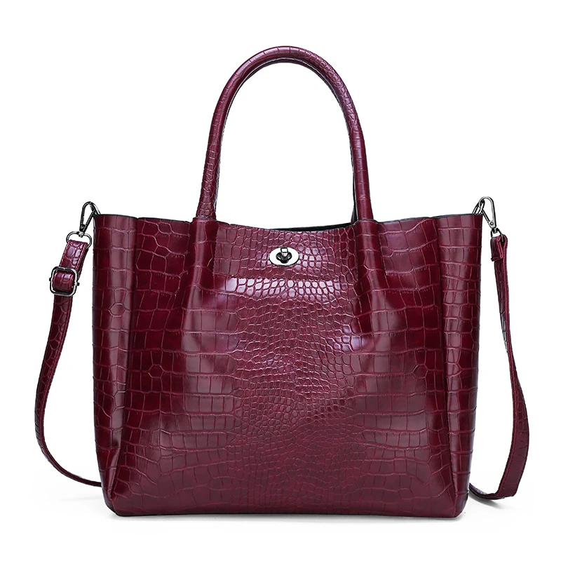 Burgundy Yasicaidi женские сумки из крокодиловой кожи европейские и американские Аллигатор PU Большая Сумка через плечо вместительная сумка для женщин сумки - Цвет: Burgundy