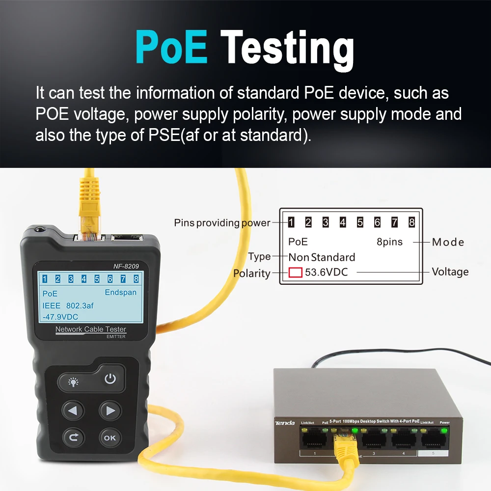 NF 8209 Сети Кабельный тестер ЖК дисплей для проверки витой пары телефонной