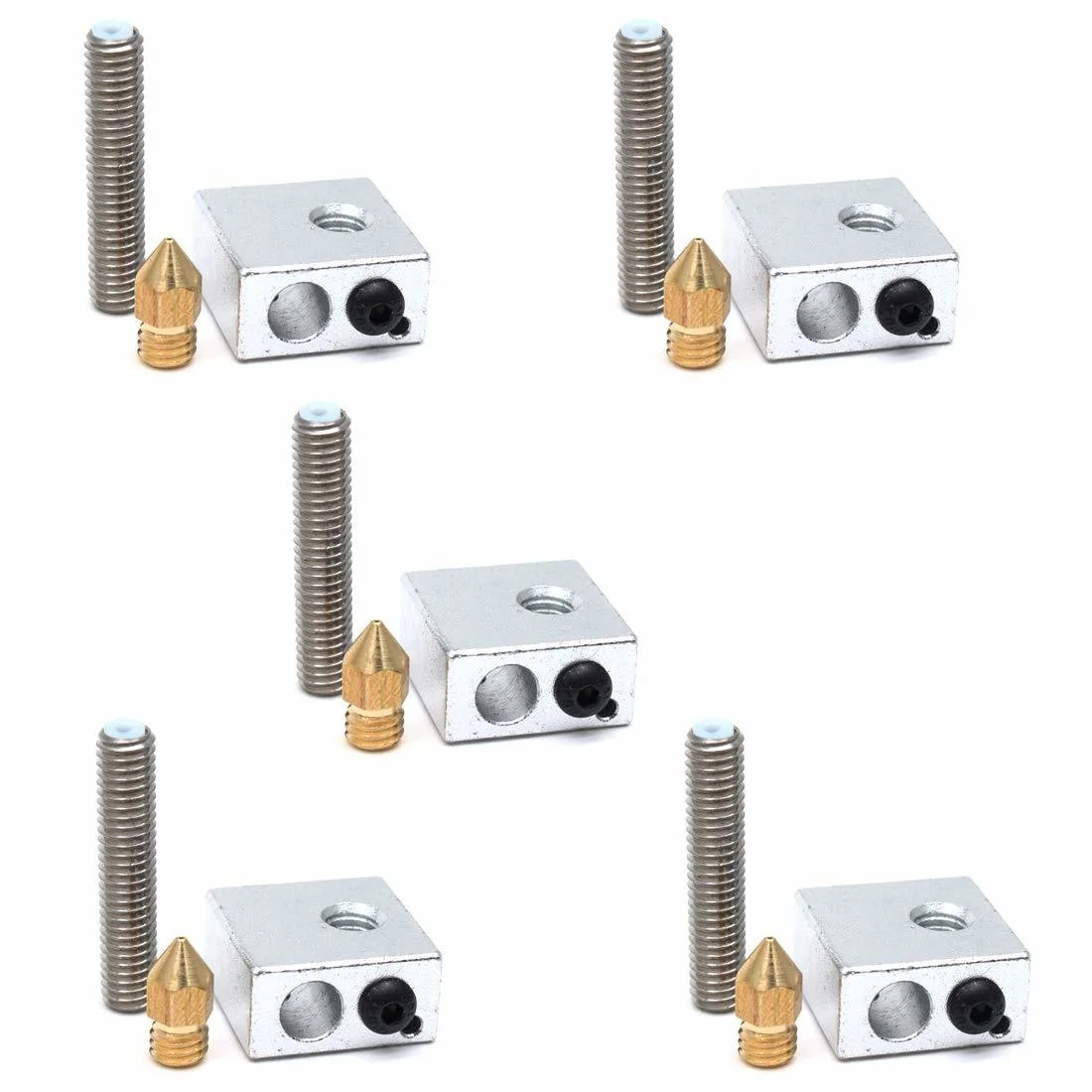 15pcs/set 1.75mm Throat Tube 0.4mm Extruder Nozzle Print Head Heater Block Hotend For Mk8 Makerbot Anet A8 3d Printer