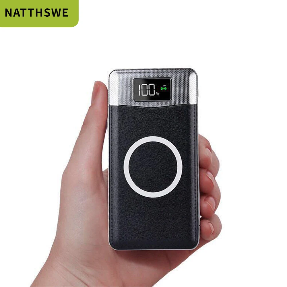 NATTHSWE Qi Беспроводная зарядка Utral-thin Mini 30000 емкость Быстрая зарядка Мобильный Внешний аккумулятор портативный внешний аккумулятор Двойной USB