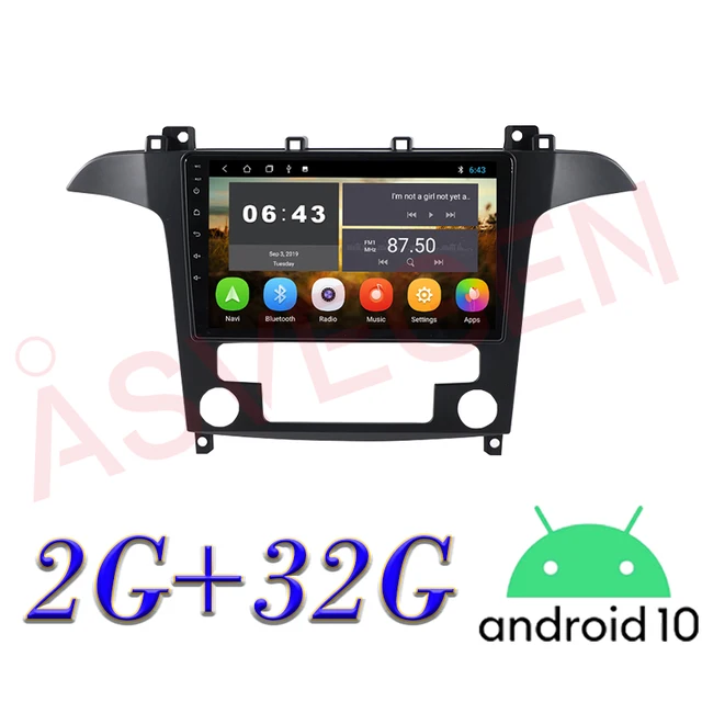 9 Inch Android 10 Car Multimedia Player For Ford S-MAX S MAX 2007-2008 Auto Radio GPS Navigation With Carplay Vehicle Navigator Android 10 2G 32G