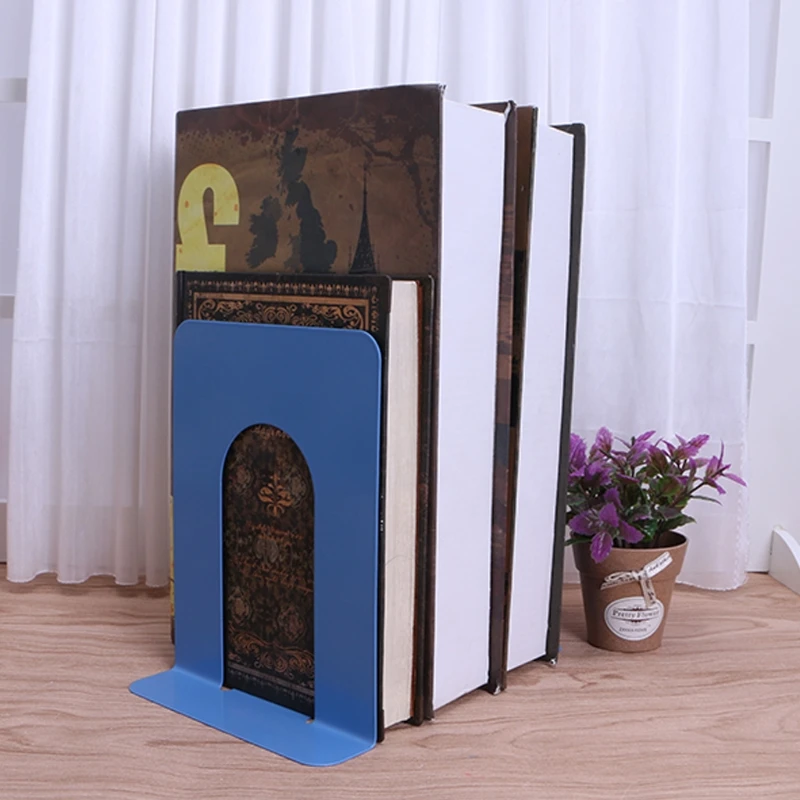 

Simple Style Metal Bookends Iron Support Holder Nonskid Desk Stands For Books LX9A