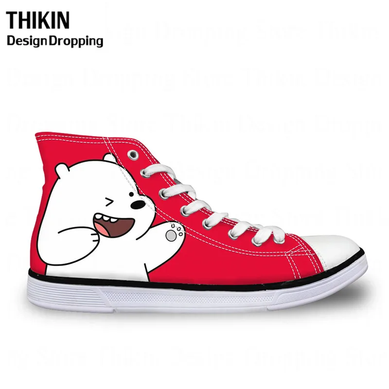 

THIKIN We Three Naked Bears Pattern Female Light Comfortable Walking Shoes Ladies Cartoon Mesh Flats Girls Light Sneakers Custom