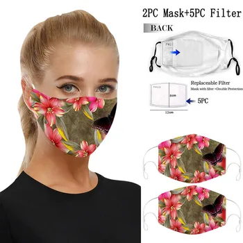 

Mascarillas Reutilizables Lavables With Filters Cotton Floral Prints Universal Dust-proof And Smog-washable Mask For Adults