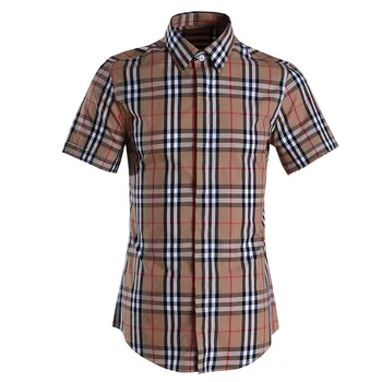 

Grid Shirt Male Short Sleeve Fine Cotton Printing Short Sleeve Brand Men's Wear Shirt Male