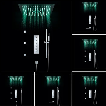 

Ceiling Embedded LED Shower Head Set 64 Color With 16 Inch Square Two Function Shower Head And Hand Shower Set