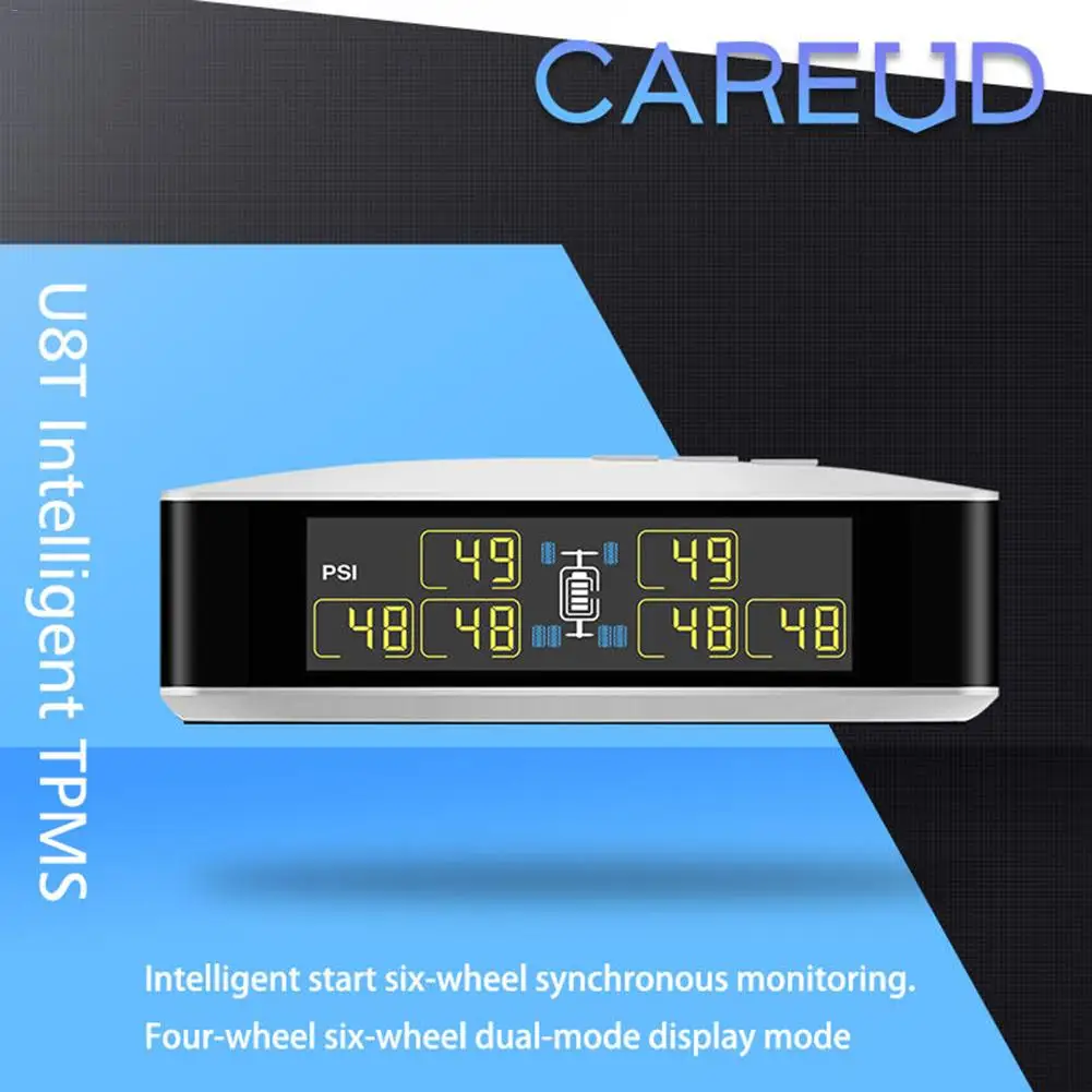 

CAREUD TPMS U8T Wireless Tire Pressure Monitoring System for Car Pickup Truck Real-time Alarm Pressure and Temperature LCD