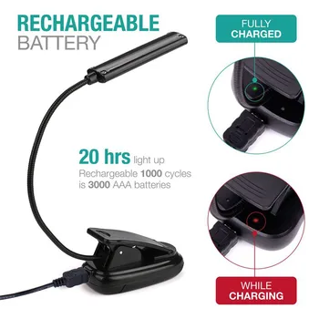 

LED Night Light Reading Lamp Flexible USB Clip-On COB Light Eye Protection Study Lights Desk Table Lamp Rechargeable