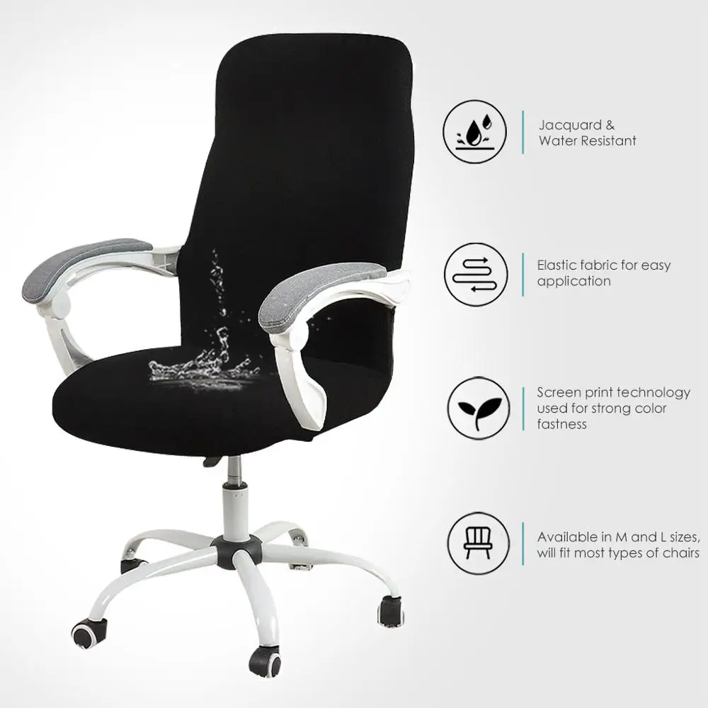 FORCHEER Office Desk Chair Seat Covers Water Resistant Jacquard Computer Chair Seat Cushion Slipcovers-Black FORCHEER Office Desk Chair Seat Covers Water Resistant Jacquard Computer Chair Seat Cushion Slipcovers-Black