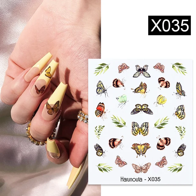 Black White Butterfly 3D Nails Sticker Geometry Decals Flower Gold DIY Decals Designs For Nail Art Manicures Decorations Salon 06