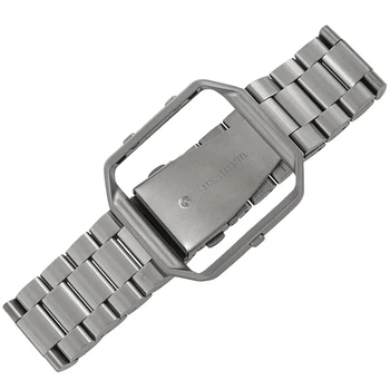 

Stainless Steel Metal Frame + Replacement Wrist Band Strap For Fitbit Blaze, Silver