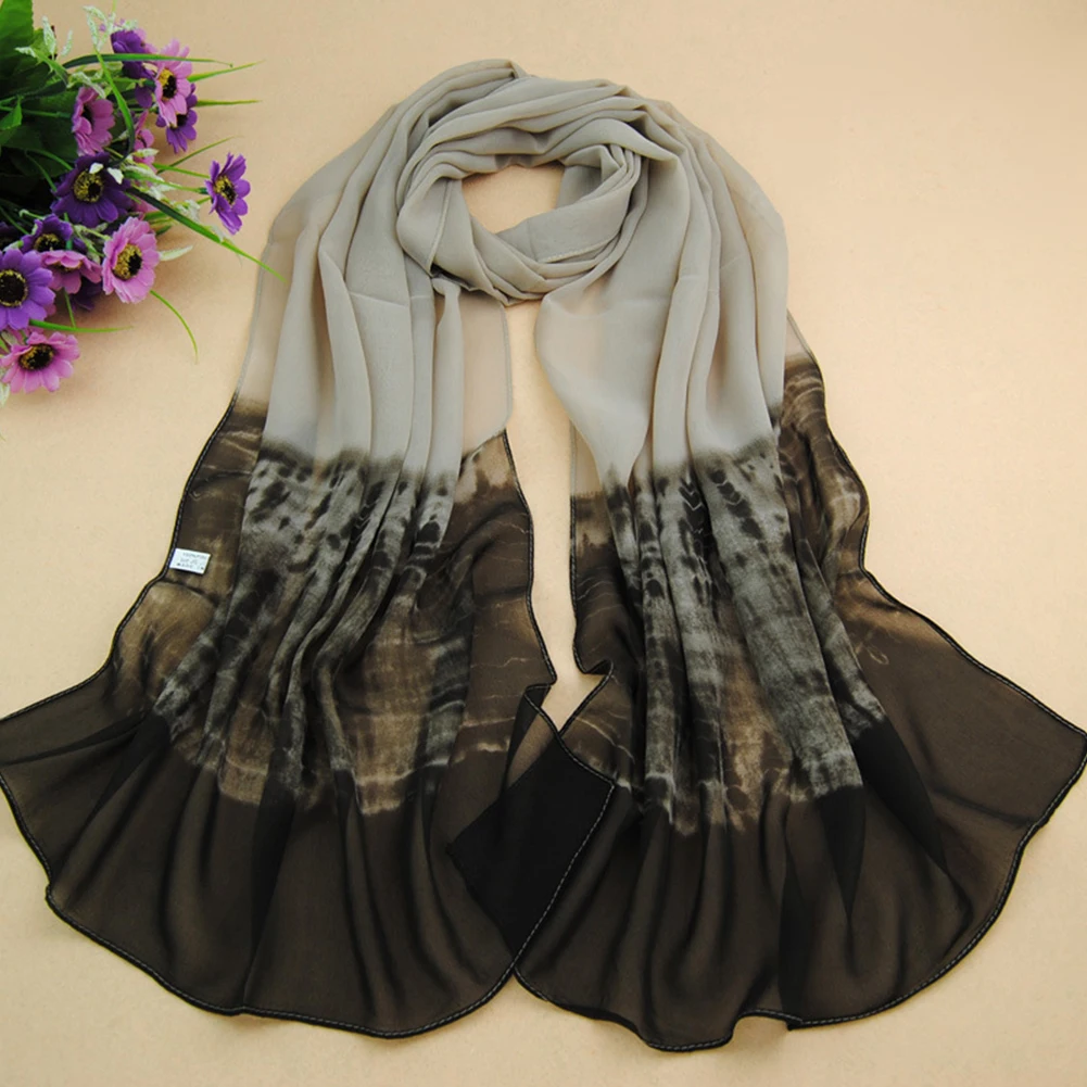 

Women Fashion Breathable Chiffon Georgette Scarf khaki Long Chiffon Scarf Fashion Clothes Accessory