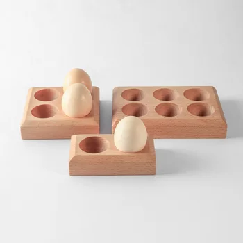 

6 Grid Wooden Egg Tray Practical Eggs Storage Rack Convenient Eggs Storage Container For Home Kitchen Organizer
