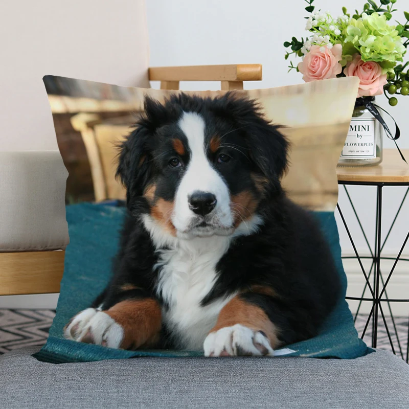 Хорошая подушка чехол современный домашний декоративный BerneseMountainDog Подушка Чехол 35x35 см, 40X40 см(один кристалла по бокам) для Гостиная наволочка