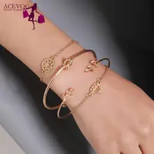 Для женщин рисунок «сердечко»; узел лист Форма открытый крюк браслет Повседневное, уличные, вечерние, клуб, и т. д. подарок 16 см+ 5 см 4 шт./компл