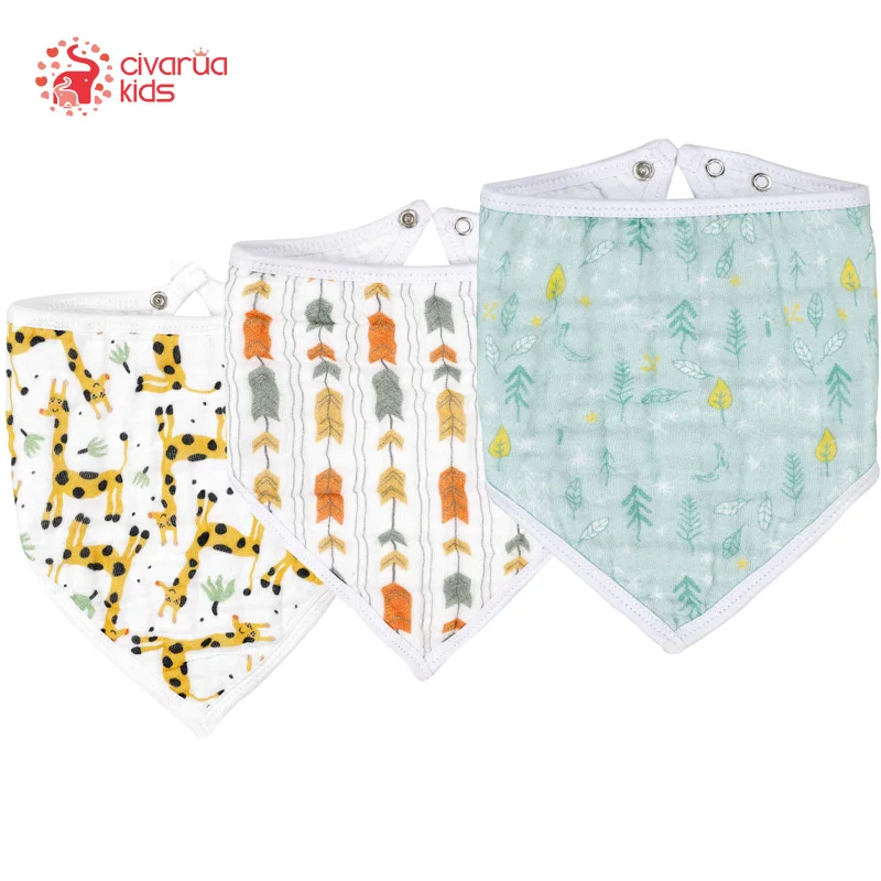 Baberos Banadana de muselina para bebé, paño para eructar súper suave y absorbente para bebés, recién nacidos y niños pequeños, Baberos ajustables con broches