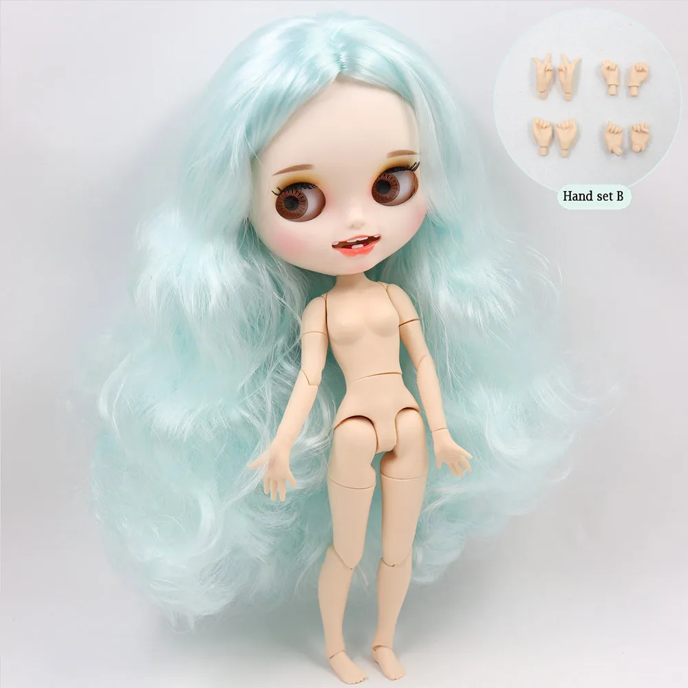 like the picture Ледяной обнаженный Blyth кукла No. BL6909 голубые волосы резные губы открытый рот матовая индивидуальные лица сустава тела 1/6 bjd - Цвет: like the picture