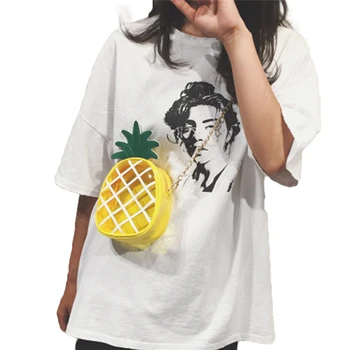 

2020 Fashion Trend Women Summer Mini Pineapple Shape Chain Bag Cute Transparent Jelly Shoulder Crossbody Handbags Mini Purse
