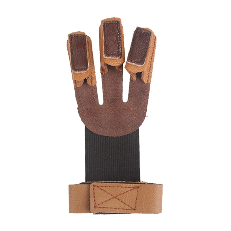 

Archery Gloves 3 Finger Handmade Leather Guard Shooting Finger Protector For Compound Bow