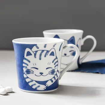 

Home Office Teacup Japan Adorable Cat Mug MINO YAKI Ceramic Cup Cute Cartoon